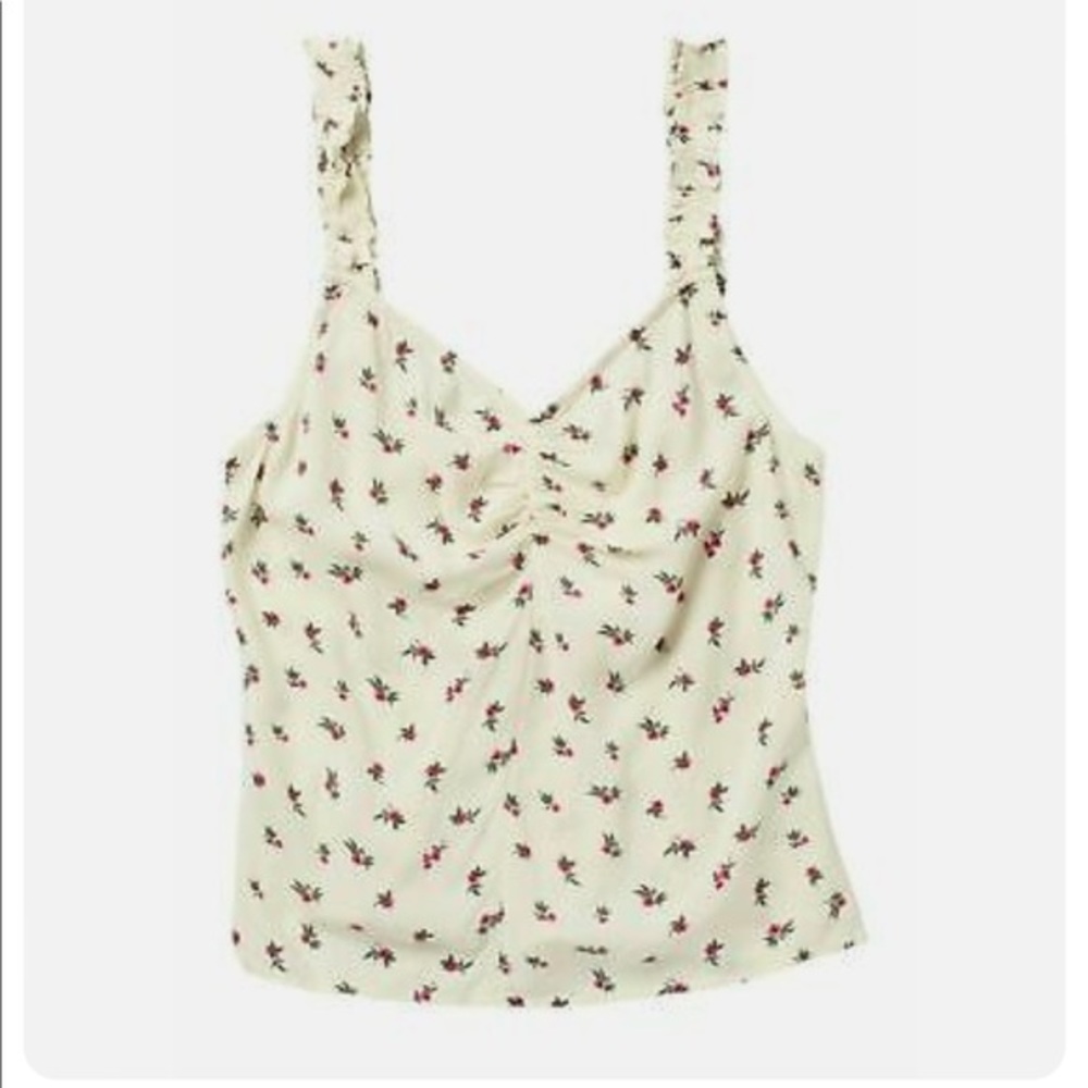 NWOT ABOUND NORDSTROM IVORY DITSY FLORAL PRINT CINCH FRONT TANK TOP M